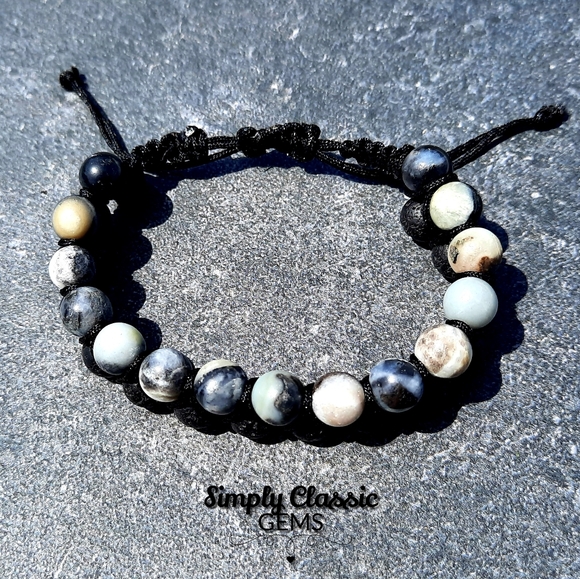 "Sold" Double Shamballa Bracelet. Lava stone & Agate, Men's - Picture 4 of 4